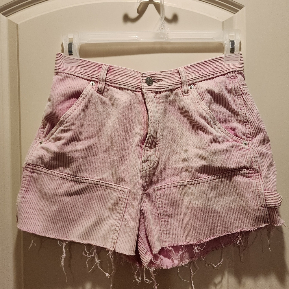 BDG Light Pink Corduroy High Waisted Shorts